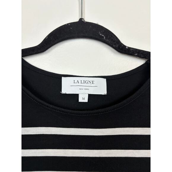 La Ligne Short Sleeve Striped Step Hem Cotton Puff Sleeve Top Medium - Picture 6 of 7